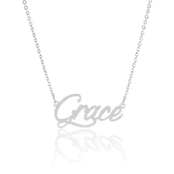 

Fashion Simple Silver Color Personalized Name Necklace Stainless Steel Customized Metal CutNecklaces Custom Wedding Jewelry