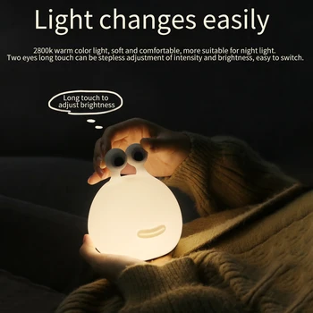 

Bedroom USB Rechargeable Cute Animal LED Lamp Touch Sensor For Kids Timable Stepless Dimming Safe Night Light Soft Silicone