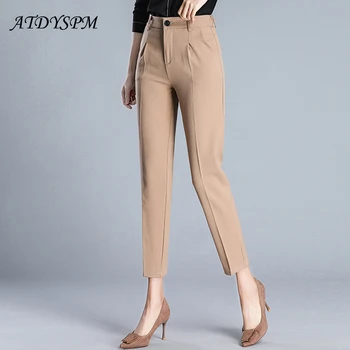 

New Fashion women office formal OL style pants elegant high elastic waist harem pants female spring vintage casual loose pants