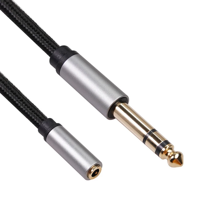 3.5mm Female to 6.35mm Male Braided Cable TRS 1/8 Jack to 1/4 Plug Adapter  Support Dropshipping - AliExpress