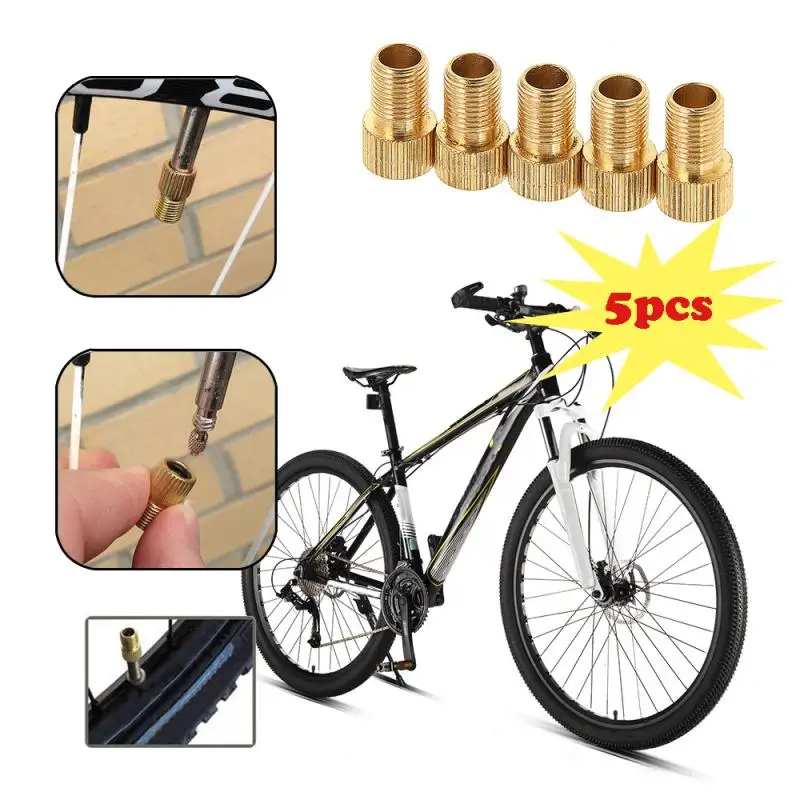 5pcs Pump Bicycle Convert Presta To Schrader Copper Valve Adaptor Adapters Wheels Gas Nozzle Tube Bike Bicycle Accessories afbeelding