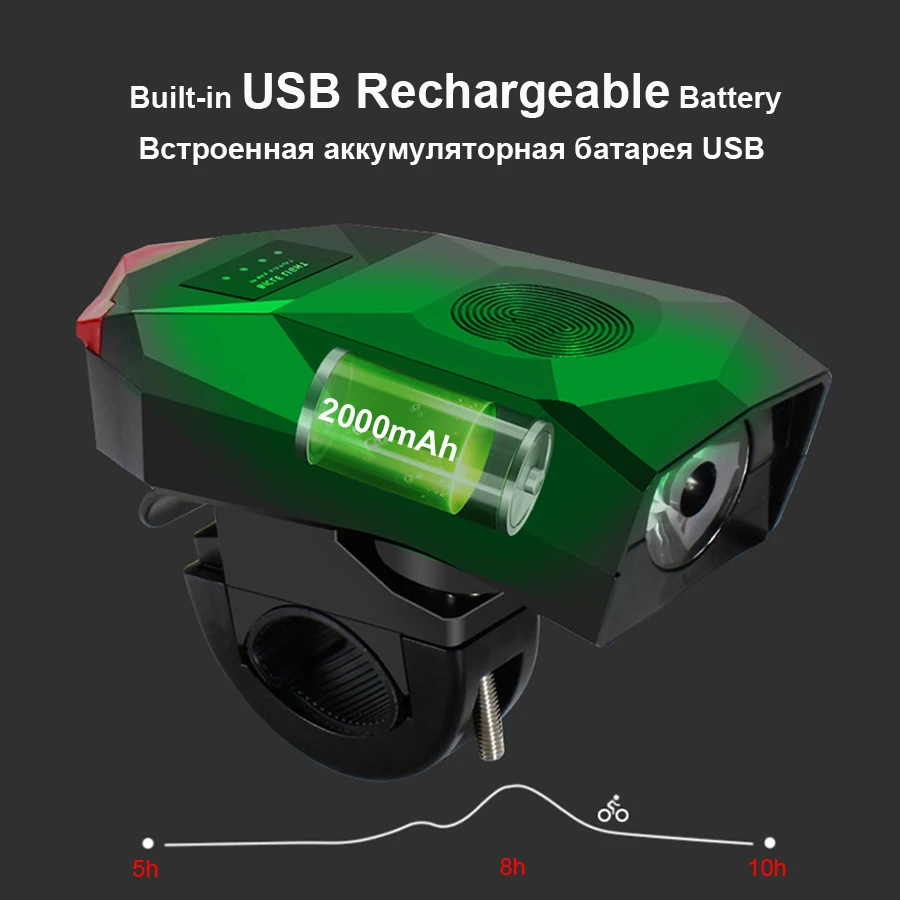 NEWBOLER 2000 мАч велосипедный светильник динамик передний водонепроницаемый