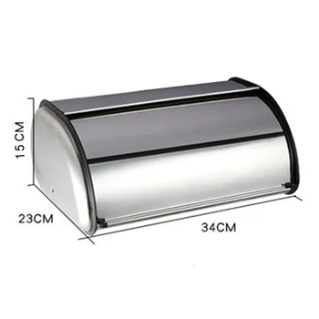 

New French Vintage Bread Box Storage Bin Rollup Top Light Gray Small Powder Coated Bread Iron Snack Boxes for Kitchen Home Decor