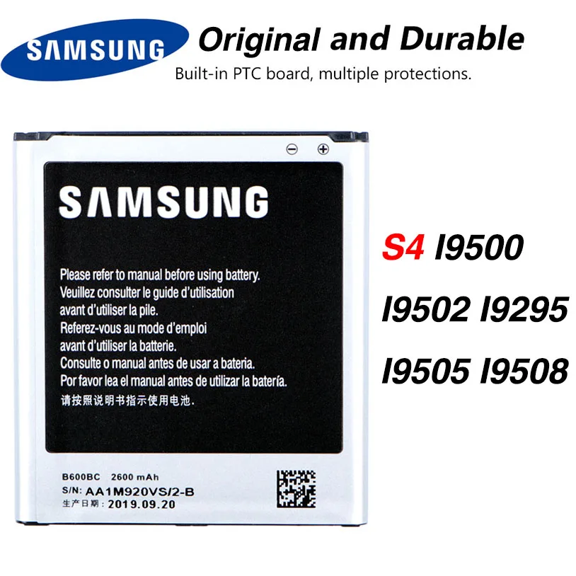 

Original Samsung B600BC Battery For Samsung GALAXY S4 I9500 I9502 i9295 GT-I9505 i545 i959 I9508 I959 i337 2600mAh