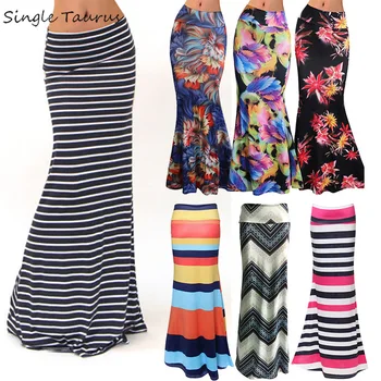

High Waist Elasticity Skinny Pencil Skirts Digital Printing Push Up Long Skirt Fashion Faldas Mujer Moda 2020 Summer Saia Longa