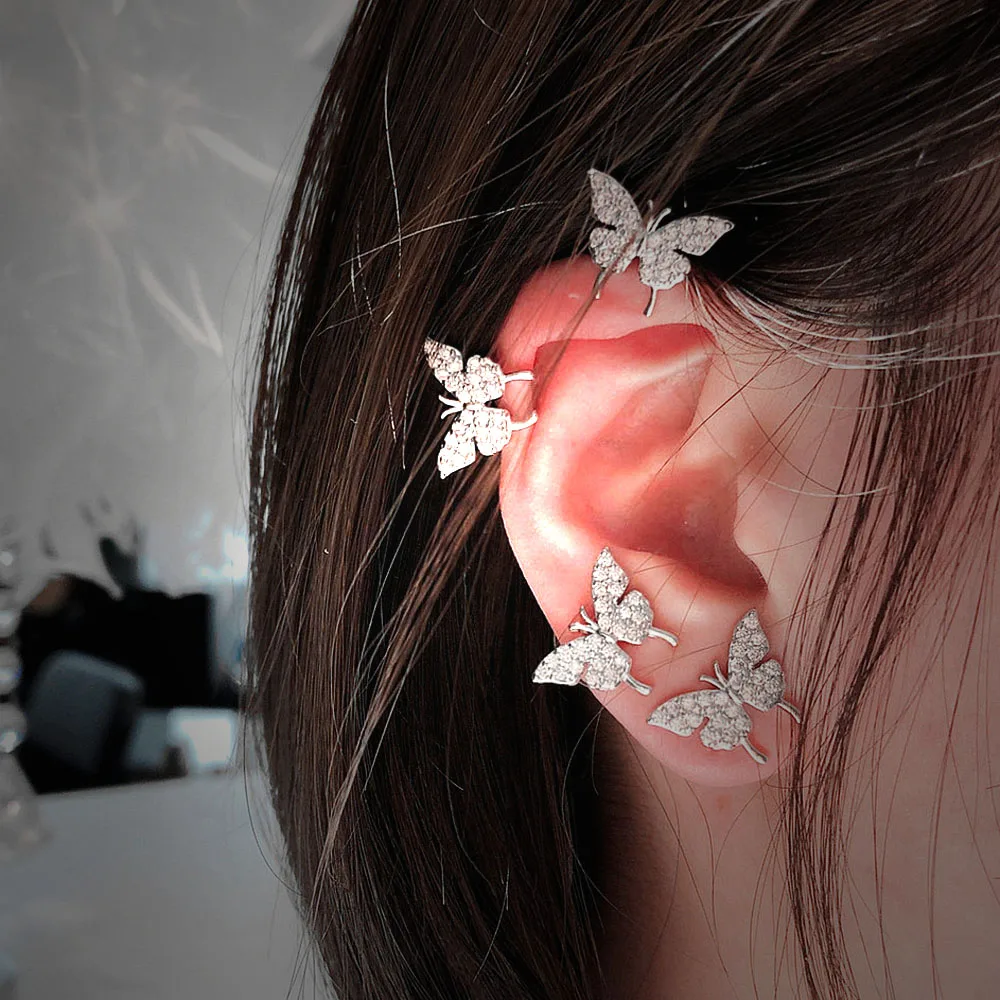 2020 Fashion Mini Minimalist Butterfly Fairy Shiny Exquisite Unique Ear Bone Stud Earrings for Women Jewelry Gifts