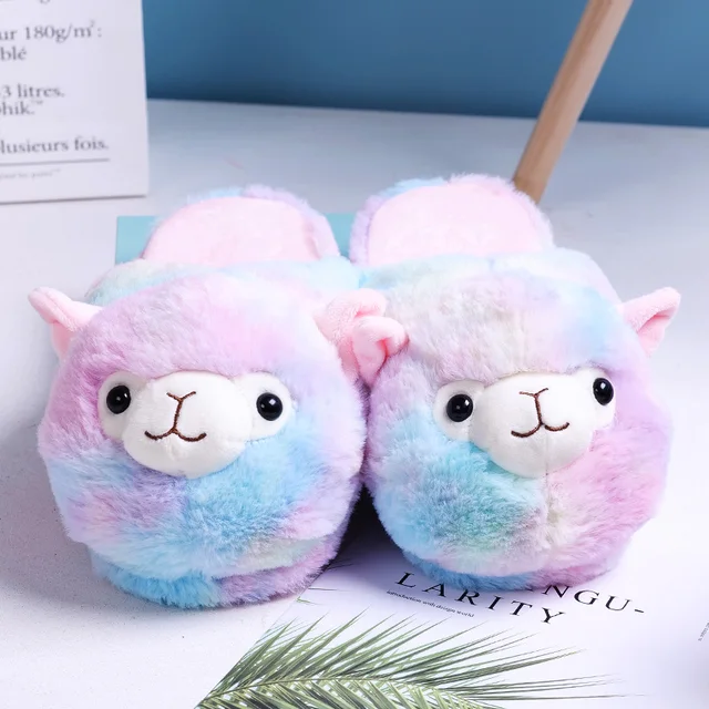 Alpaca Llama Rainbow Plush Slipper 5