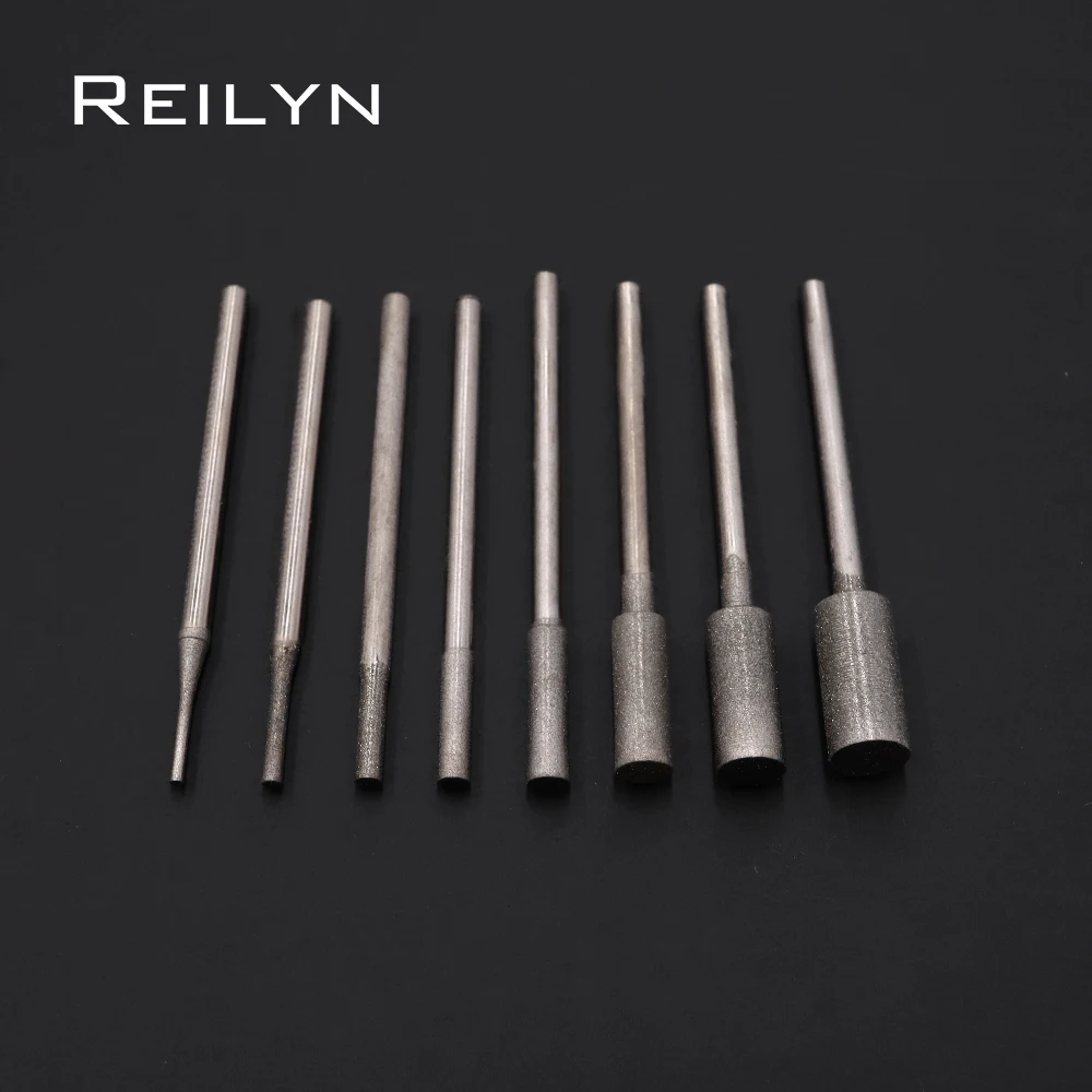 Diamond Grinding point 2.35mm Cylinder 400# 1-6mm Diamond Grinding burr  jade diamond polishing bits teeth grinding point reilyn round head 6mm ball point grinding head emery diamond grinding bits 120 6mm 30mm jade stone polishing bits 1pc