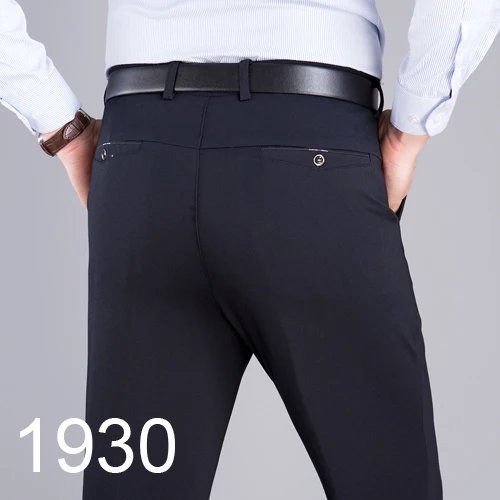 Mu Yuan Yang Men's Autumn Fashion Business Casual Long Pants Suit Pants Male Elastic Straight Formal Trousers Plus Big Size - Color: 1930