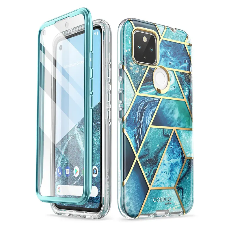 For Google Pixel 4A 5G Case 6.2 inch (2020) I-BLASON Cosmo Full-Body Marble Glitter Case Cover WITH Built-in Screen Protector