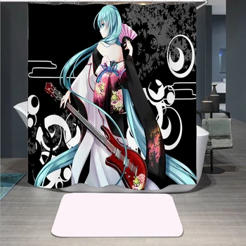 

Popular Anime Hatsune Miku 3D Print Shower Curtain Polyester Fabric Bathroom Curtain Waterproof Hook Bath Curtain 01