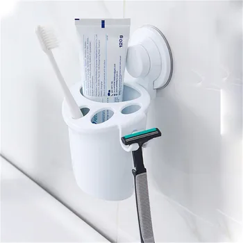 

Multifunctional Wall Mounted Toothbrush Holder Bathroom Products Plastic Toothpaste Holder Palstic Shaver Holder Bathroom Tool