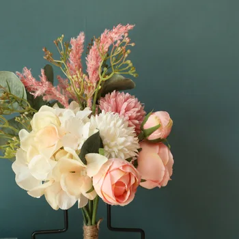 

Romantic Simulation Silk Flower Artificial Plants Wedding Hold Flowers Bouquet Centerpieces Autumn Decorations Luxury Home Decor