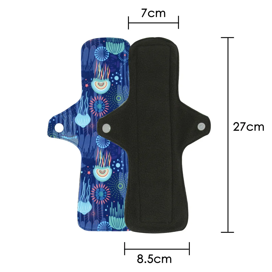 5pcs Reusable Cloth Menstrual Pads,Washable Sanitary Panty Liners With Polar Fleece Layer,Size27cm For Day Time Using