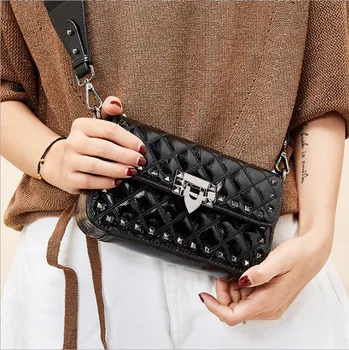 

women's Bag 2020 new tide diamond chain leather handbags small fragrance wind small square bag shoulder Messenger bag