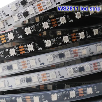 

WS2811 RGB Led Strip Light 5050 SMD Addressable 30 48 60 LEDs External 1 IC Control 3 Leds Led Lights lamp tape DC12V