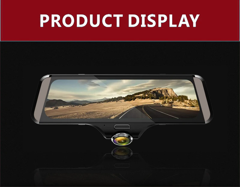 Автомобильная камера Conkim, 10 дюймов, ips, lcd, сенсорный экран, видеорегистратор, 360 градусов, панорама, HD, рыбий глаз, объектив, полный экран, потоковый медиа-рекордер