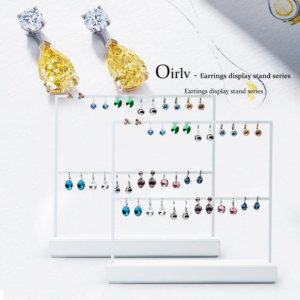 

Oirlv White Metal Frame Earrings Display Stand Ear Stud Rack Holder Pendant Jewelry Display Showcase Jewelry Organizer Exhibitor
