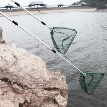 

Triangular Folding Fishing Landing Net Aluminum 3 Section Extending Pole Handle green