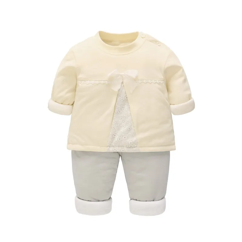 Детский костюм термобелье детская Домашняя одежда Детские пижамы осенне-зимний флисовый теплый комплект из двух предметов - Цвет: Yellow