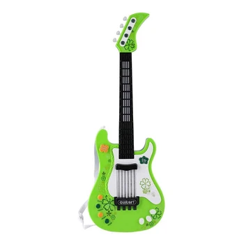 

Guitar Toy, Multifunctional Kids Bass Guitar Electric Guitar Toy with Sound and Lights Musical Instrument Toy ( Green)
