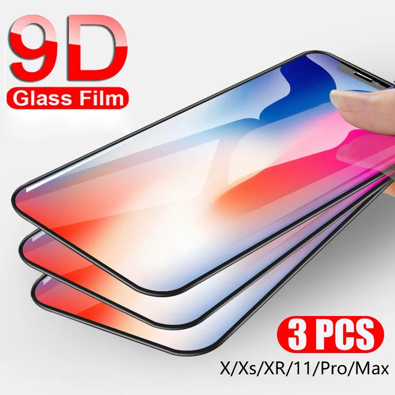 Защитное стекло для iPhone 11 Pro Max полное покрытие 3 шт. Защита экрана iphone X XS XR