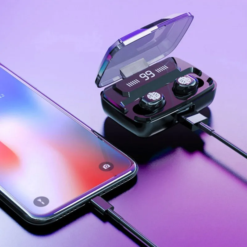 

TWS Bluetooth 5.0 Wireless Earphone 6D Stereo IPX7 Waterproof Earbuds With 3500mAh Charing Case LED Display