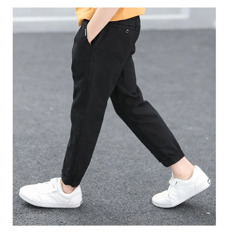 Teen Boy's Pants Kids Spring Autumn Solid Cotton Full Trousers Casual Slim Stretch Jogger Sweatpants 6-16 Years