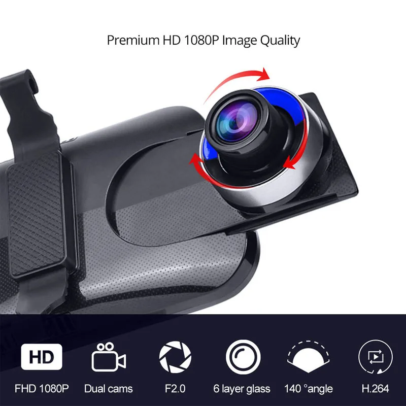 Камера Двойная камера Hd1080P Gps регистратор Wdr Автомобильный видеорегистратор зеркальные видеорегистраторы со специальным Mou