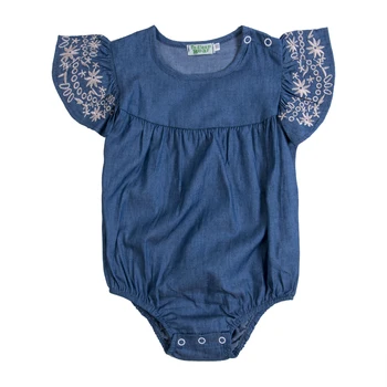 

Denim Romper Flying Sleeve Baby Clothing Newborn Baby Girls Romper Jumpsuit One-piece Outfits Sunsuit 2019 Casual Clothes 0-24M
