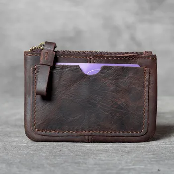 

Genuine Leather Oxhide Clip Vintage Men Card Holder Multi-function Document Bag Crazy Horse Style Top Layer Leather Men's Clip