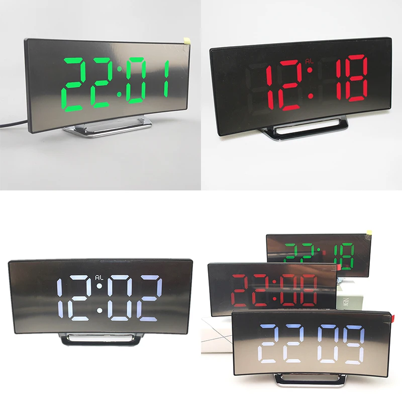 Wall Clock Clock Parts Electronic Alarm Clock Noiseless Design Digital LED Large Display Mirror Electronic Clock Memory Function USB Charging Clocks