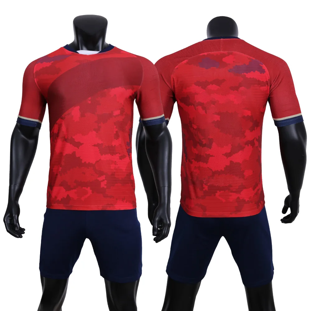 

Red Soccer Jersey Sets Men Sportswear Quick Dry 100%Polyter Sports Fabric Football Jersey Soccer Uniforms