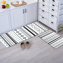 Черный и белый геометрический Придверный коврик для туалета Ванная комната Кухонный дверной проем Противоскользящий водопоглощающий коврик