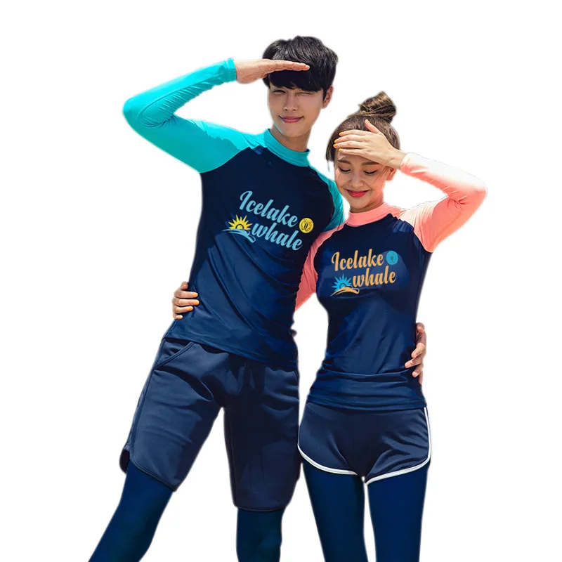 

South Korea Diving Suit Women's Split Type Snorkeling Bathing Suit Couples Conservative Slimming Long Sleeve Sun-resistant Quick