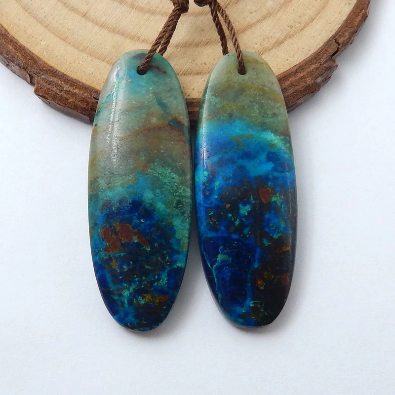 

Semiprecious Gems, Natural Chrysocolla Teardrop Earrings Pairs,Fashion Earring Jewelry,38x14x5mm,10.6g