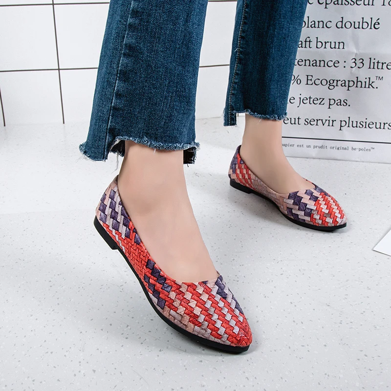 Gingham Shallow Flat Shoes Women New Spring Autumn Shoes England Lazy A Pedal Rubber Sole Students Fashion Casual Ladies