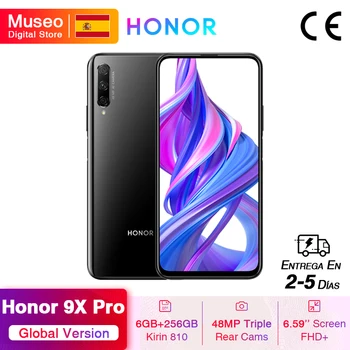 Перейти на Алиэкспресс и купить Глобальная версия Honor 9X Pro смартфон Kirin 810 6 ГБ 256 6,59 ''Full Экран 48MP тройной задней камер мобильных телефонов 4000 мАч