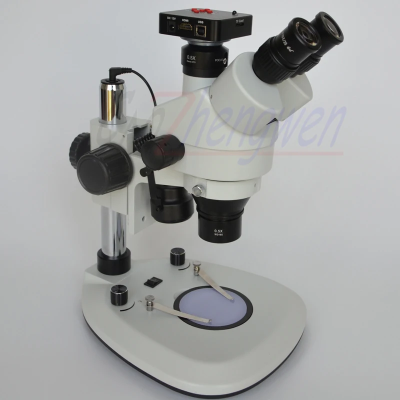 FYSCOPE Track Pillar Stand Microscope 3.5X-90X Simul Focal Trinocular with Dual LED Lights+38MP HDMI Camera | Инструменты