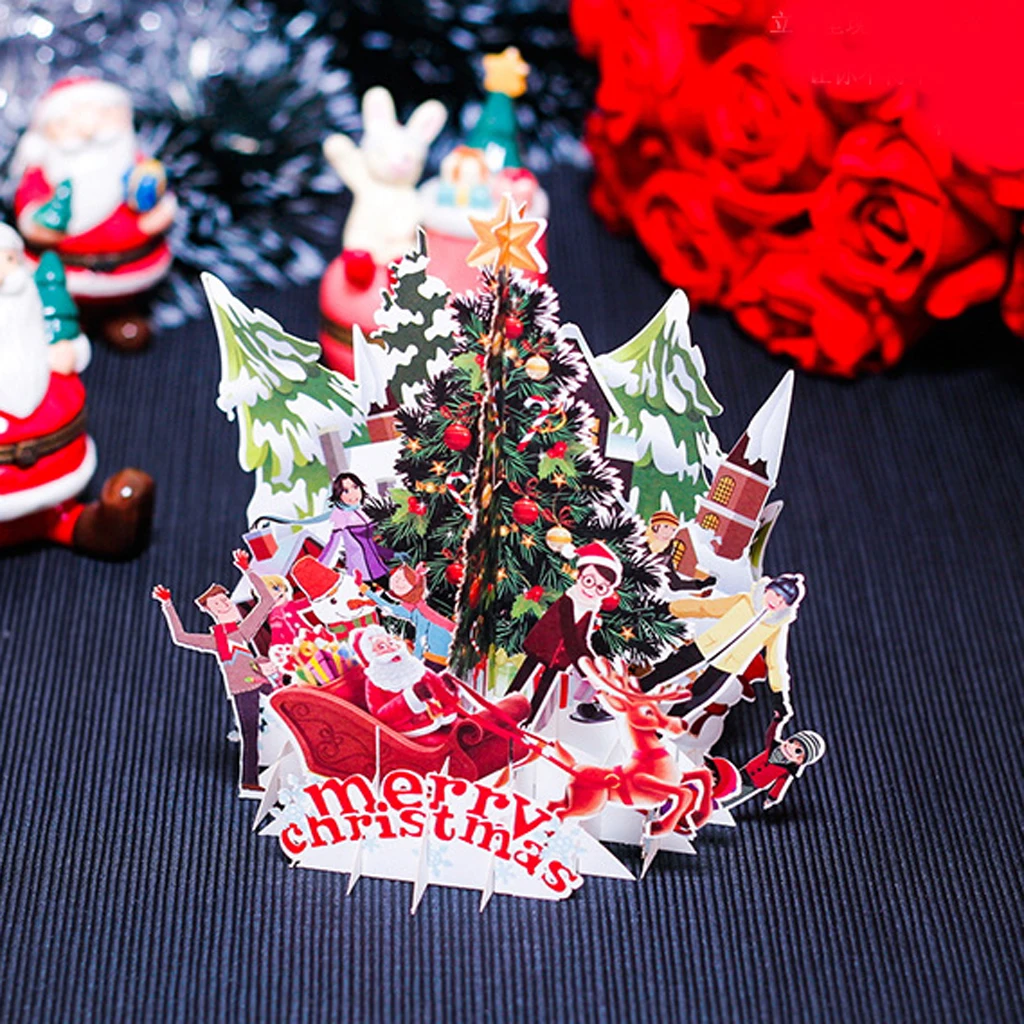  Christmas 3D Pop Up Greeting Card Wedding Birthday Christmas Tree Postcard Invitation Card - 4.0004E+12