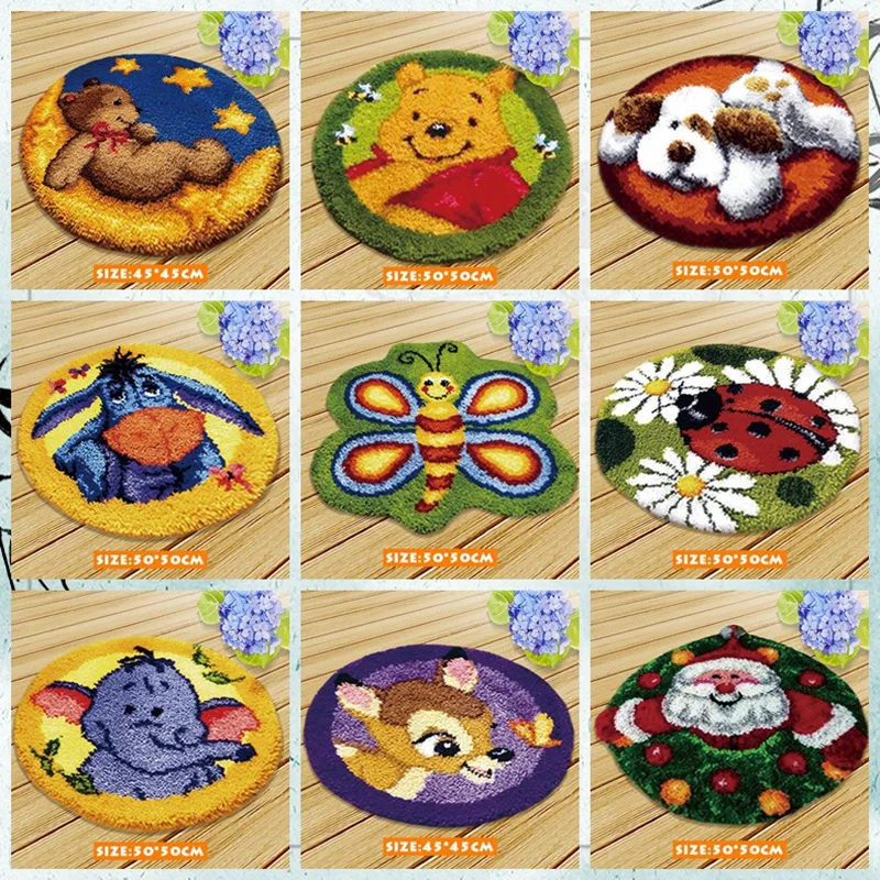 

Carpet Latch Hook Rug Canva Crocheting Kit Cross Stitch Fomiaran Latch Hook Knitted Needlework Decoration Home Handmade Gift DIY