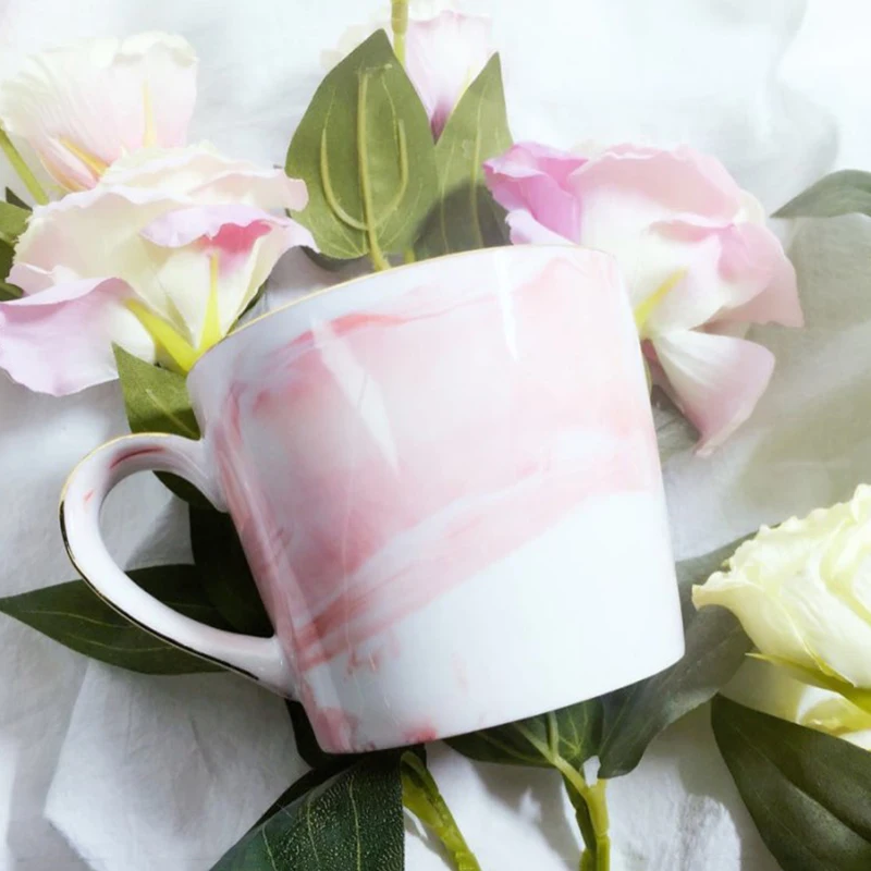 Marble Ceramic Mugs Gold Plating Couple Lover's Gift Morning Mug Milk Coffee Tea Breakfast Creative Porcelain Cup
