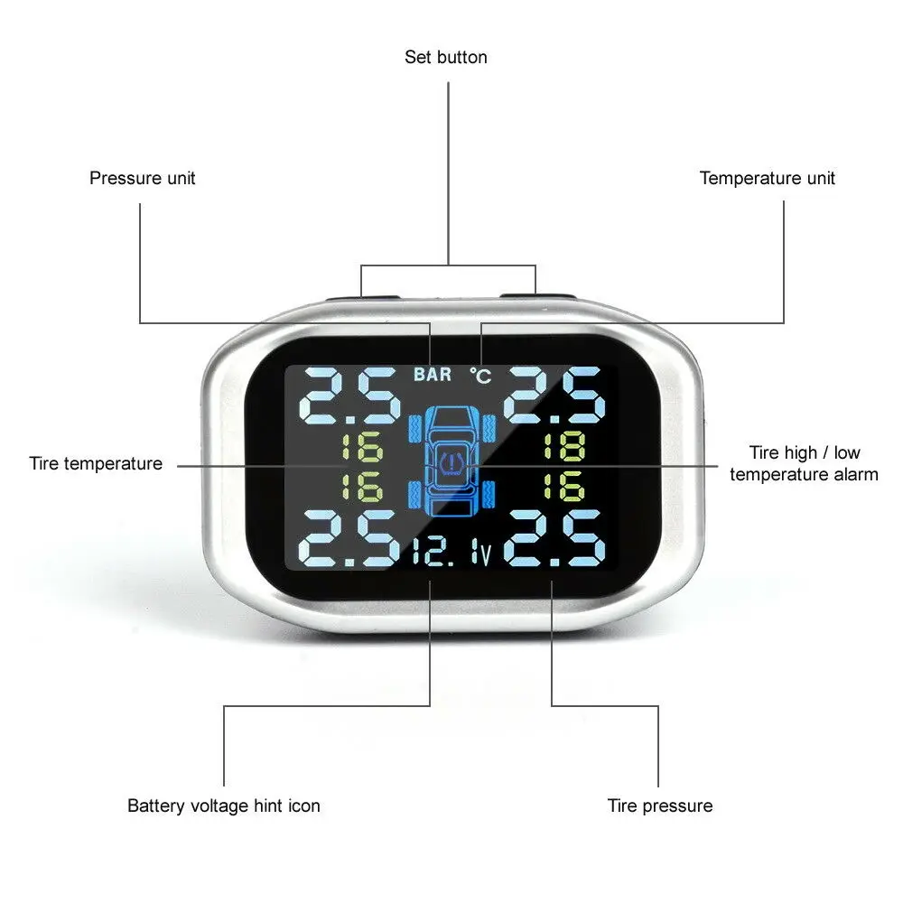 Умный автомобиль TPMS система контроля давления в шинах прикуриватель цифровой ЖК-дисплей автоматическая система охранной сигнализации s давление в шинах