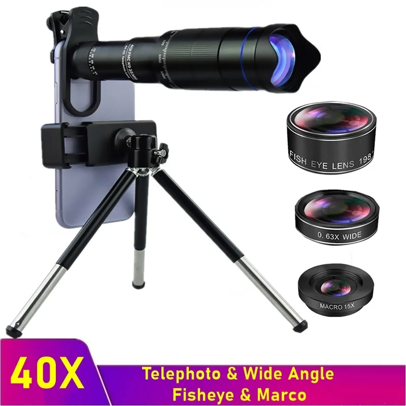 

Tongdaytech 40X Phone Camera Lens Telephoto Telescope Zoom Macro Fish Eyes Lenses For Iphone Samsung Xiaomi Smartphone Lente