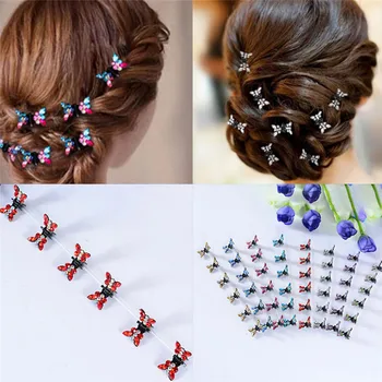 

12 PCS Sweet Girls Hairpins Hair Clips Kids Butterfly DIY Barrettes Shining Rhinestone Hair Claw Comb For Girls Birthday Hot