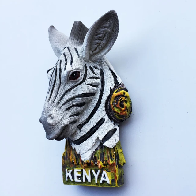 Kenia dekorative Magnete Souvenirs Löwe Zebra Orang Utan Hippo Leopard  Nashorn Tierkopf Figuren 3d Harz Magnet