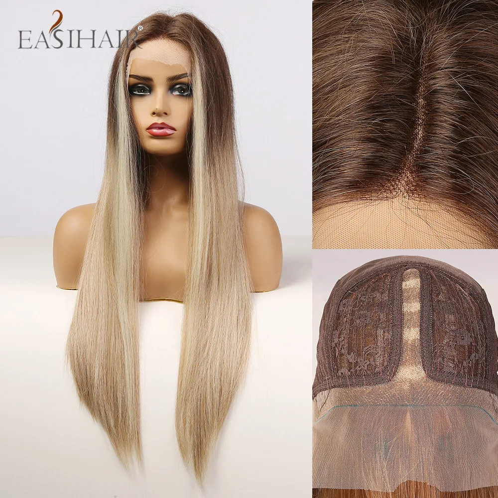 Best Buy Hair-Wigs Blonde Lace-Frontal Heat-Resistant Black Synthetic Straight Women Brown Ombre X6MNemGOpMp