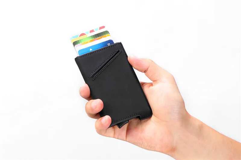 Bycobecy для мужчин RFID Блокировка кредитный держатель для карт минималистичный кошелек пропуск металлическая кожаная сумка для карт мужской тонкий держатель для банковской карты кошелек