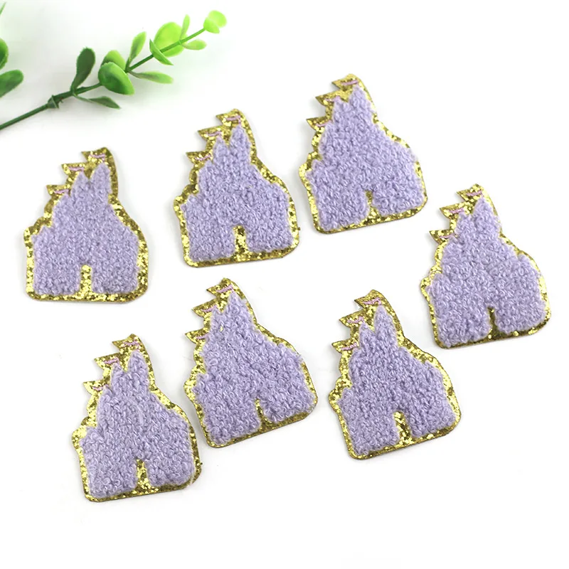 2022 New 3D Colorful Castle Bow Chenille Embroidered Patches Iron on Embroidery Sewing On Badges Children kids Clothing Stickers 
