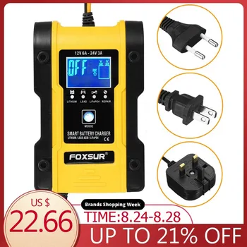 

24V/12V 6A Pulse Repair Charger with LCD Display Motorcycle Car Battery Charger 7-STAGE Automatic Charging Starting Device